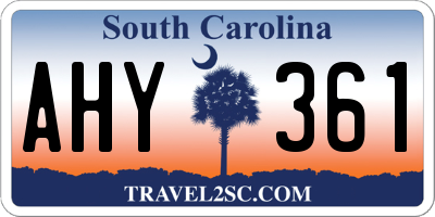 SC license plate AHY361