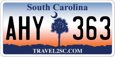 SC license plate AHY363