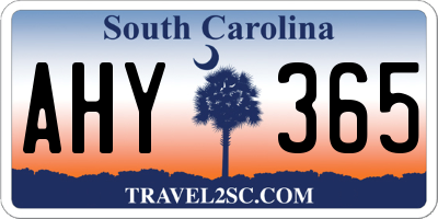 SC license plate AHY365