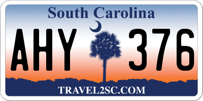 SC license plate AHY376