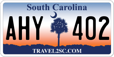 SC license plate AHY402