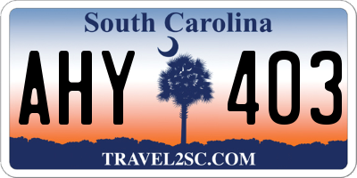 SC license plate AHY403