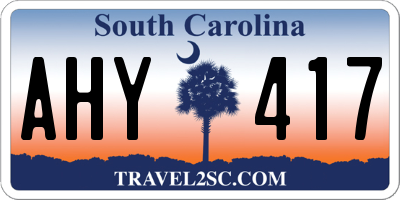 SC license plate AHY417