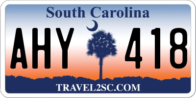 SC license plate AHY418