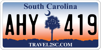 SC license plate AHY419