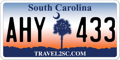 SC license plate AHY433