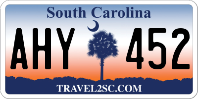 SC license plate AHY452