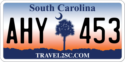 SC license plate AHY453