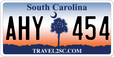 SC license plate AHY454