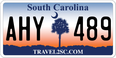 SC license plate AHY489