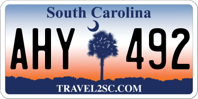 SC license plate AHY492