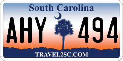 SC license plate AHY494