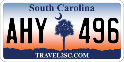 SC license plate AHY496