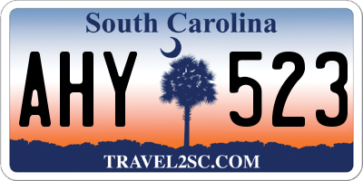 SC license plate AHY523