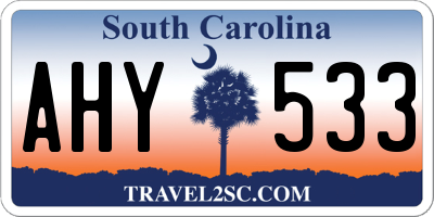 SC license plate AHY533