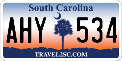 SC license plate AHY534