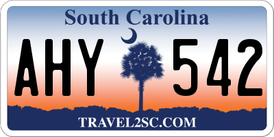 SC license plate AHY542