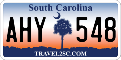 SC license plate AHY548
