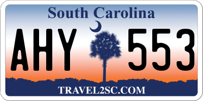 SC license plate AHY553