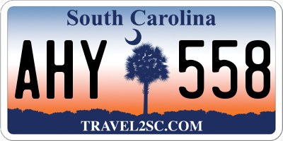 SC license plate AHY558
