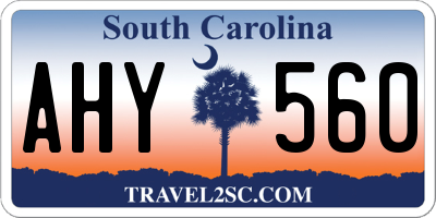 SC license plate AHY560