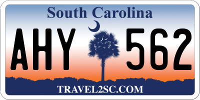 SC license plate AHY562