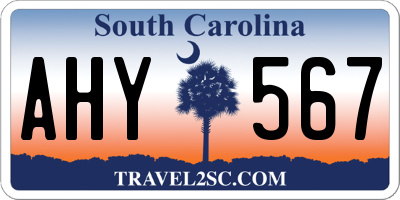 SC license plate AHY567
