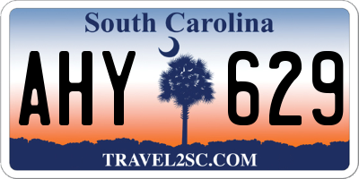 SC license plate AHY629
