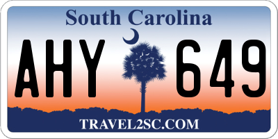 SC license plate AHY649
