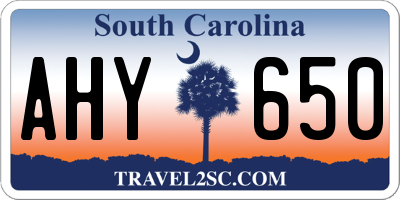 SC license plate AHY650