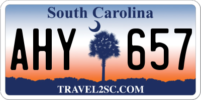 SC license plate AHY657
