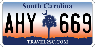 SC license plate AHY669