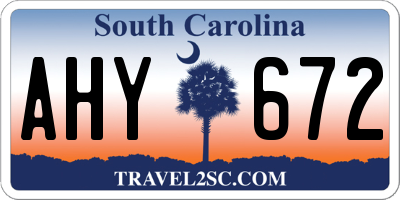SC license plate AHY672