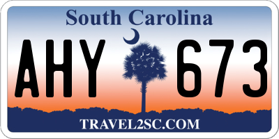 SC license plate AHY673