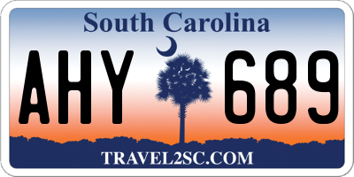 SC license plate AHY689