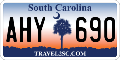 SC license plate AHY690