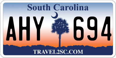 SC license plate AHY694