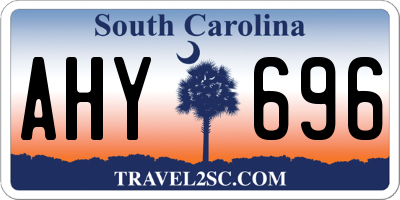 SC license plate AHY696