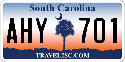 SC license plate AHY701
