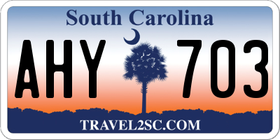 SC license plate AHY703