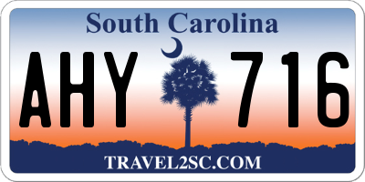 SC license plate AHY716