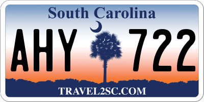 SC license plate AHY722