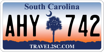 SC license plate AHY742