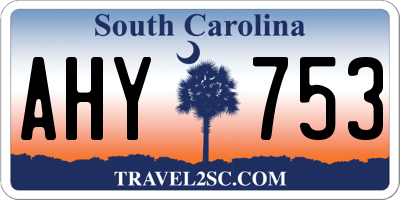 SC license plate AHY753