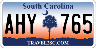 SC license plate AHY765