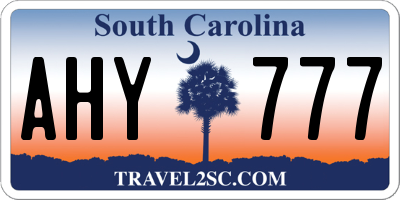 SC license plate AHY777