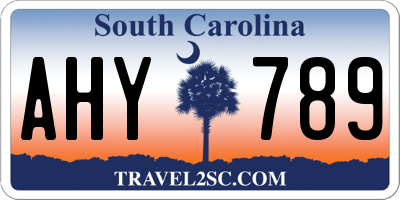 SC license plate AHY789