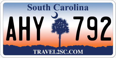 SC license plate AHY792