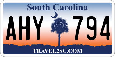 SC license plate AHY794