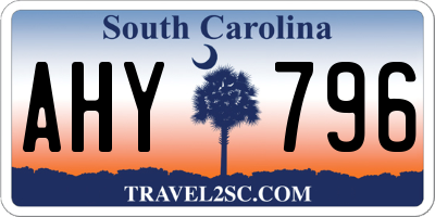 SC license plate AHY796